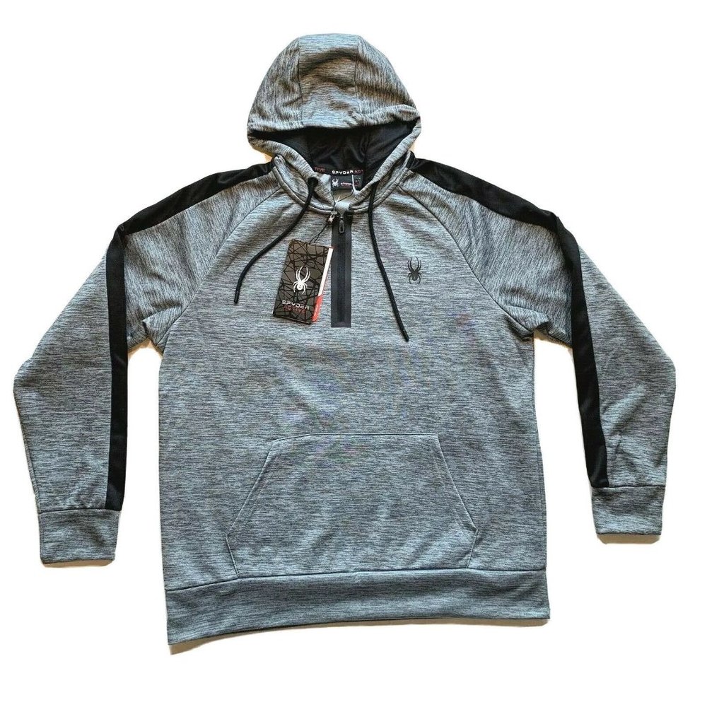 NWT Spyder Active Hoodie Sweatshirt Pullover Mens Large ProWEB Zip Fleece‎ Lined - Picture 1 of 12